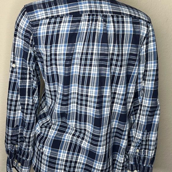 Ralph Lauren Blue White Plaid Shirt Size M Flannel Buttons Classic Preppy Warm - Picture 3 of 10